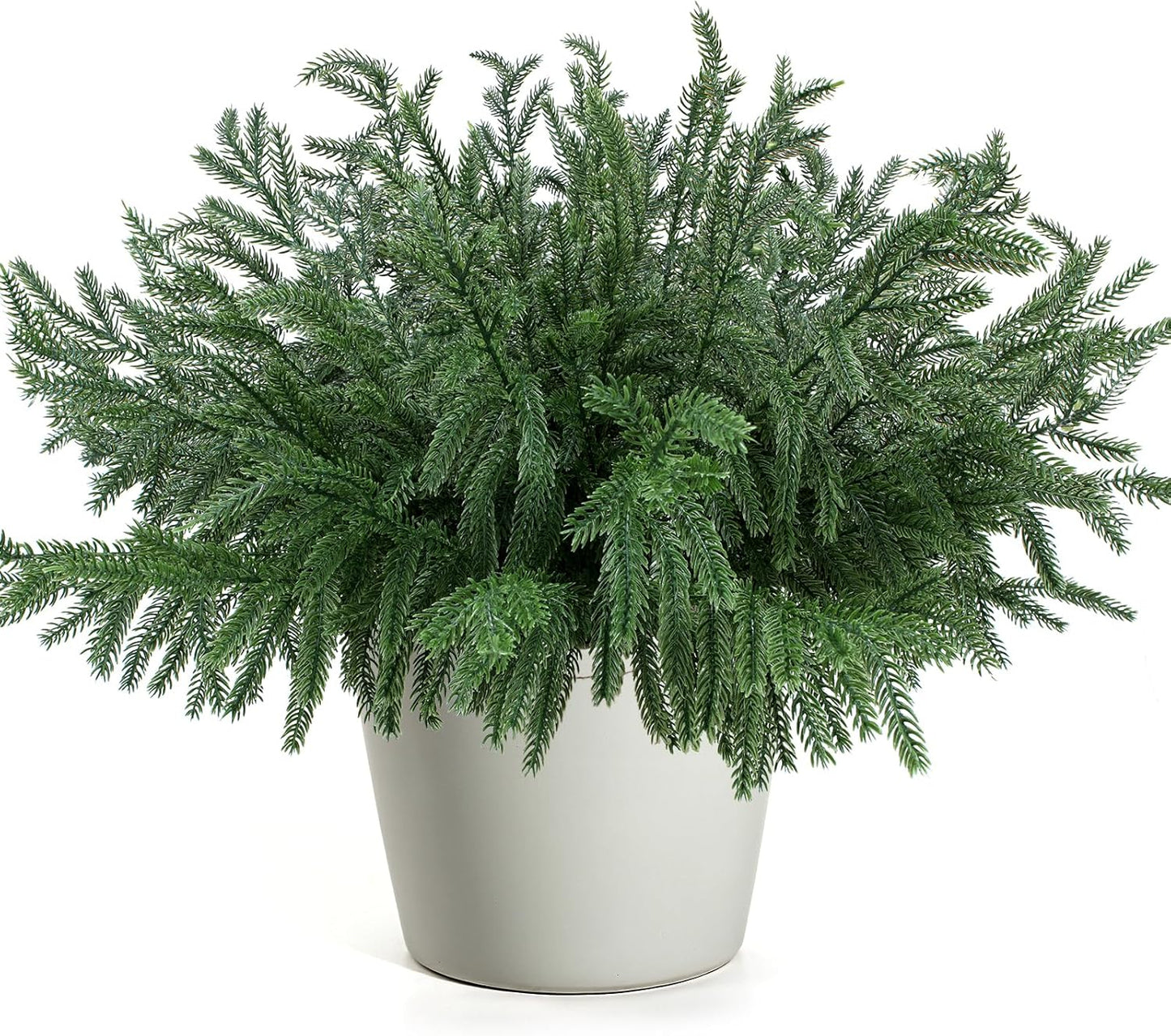 24 Pcs Christmas Norfolk Pine Branches, Artificial Pine Christmas Stems Real Touch Faux Greenery Pine Picks for Vase DIY Garland Wreath Home Indoor Outdoor Decoration