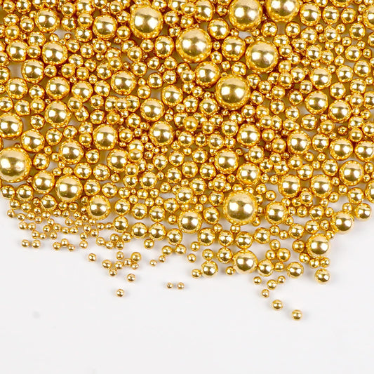 Gold Pearl Sprinkles, Edible Sugar Pearl, Bright Sprinkles 180g/6.35oz, Gold Pearls for Cake Decorating, Edible Cake Decorations, Cupake Toppers, Wedding Party Supplies