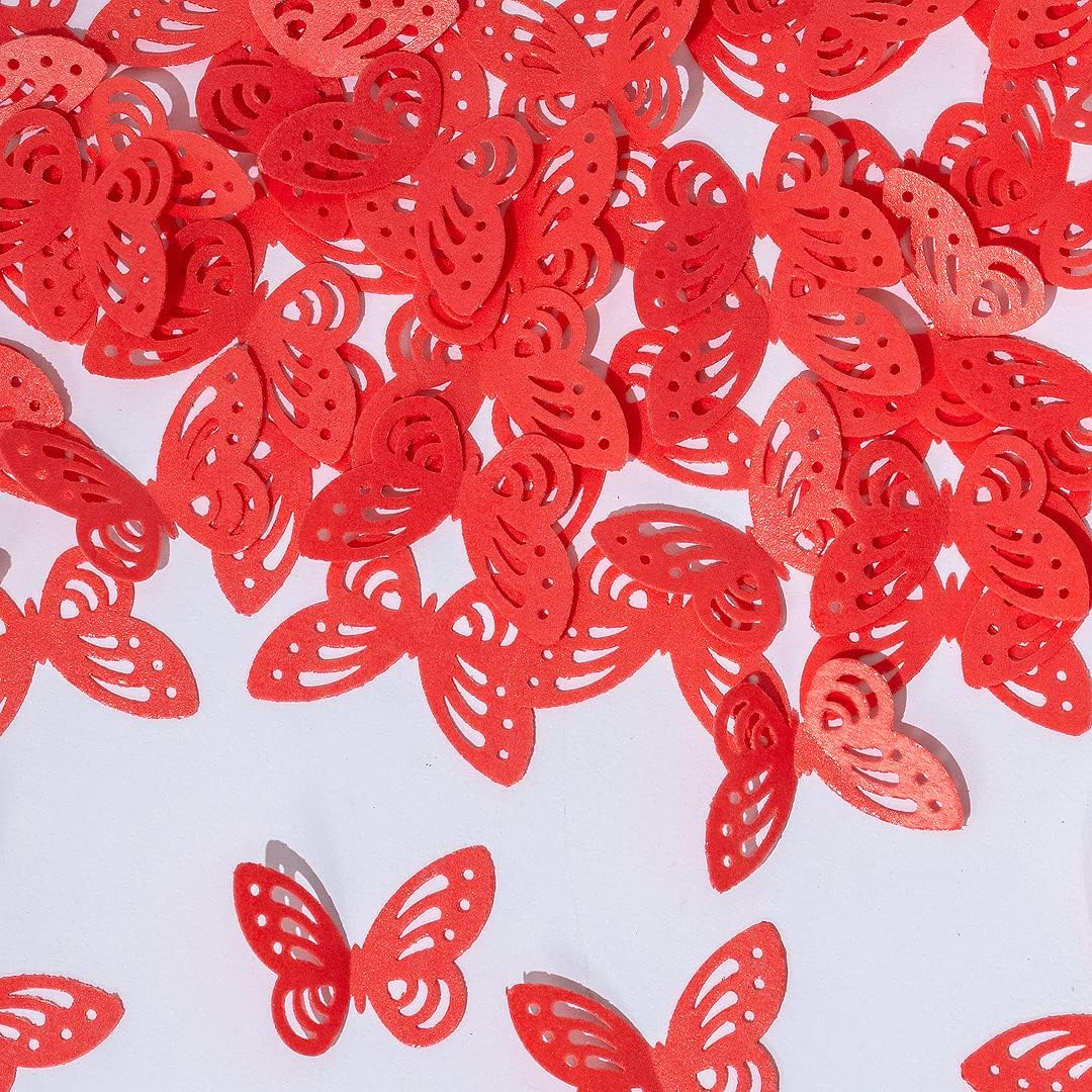 Red Edible butterflies Wafer Paper Cake Cupcake for Decorating Rice Paper Flower Food Decorations for Baking Girl Birthday Party Mix Size Color (Rosered butterflies60)