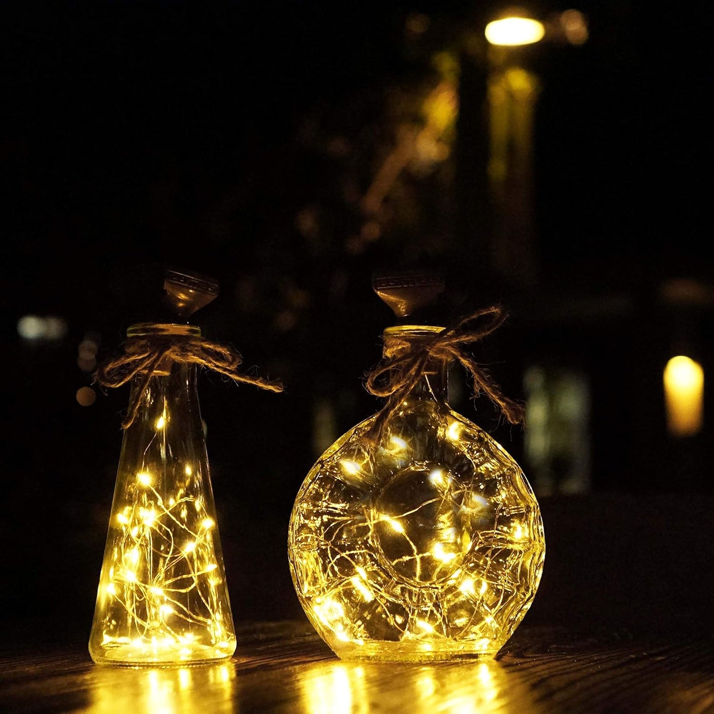 Decorman 10 Pack Solar Wine Bottle Lights 20 LEDs Waterproof Fairy Cork String Silver Wire Craft Lights for Party, Wedding, Christmas, Holiday, Garden, Patio or Table Decor