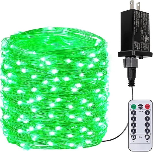 66Ft 200 LED Fairy Lights Plug in, Waterproof with Remote Outdoor 8 Modes Christmas Lights Bedroom Decor, Twinkle Light with Timer for Bedroom St. Patrick's Day Easter Christmas Decorations (Green)