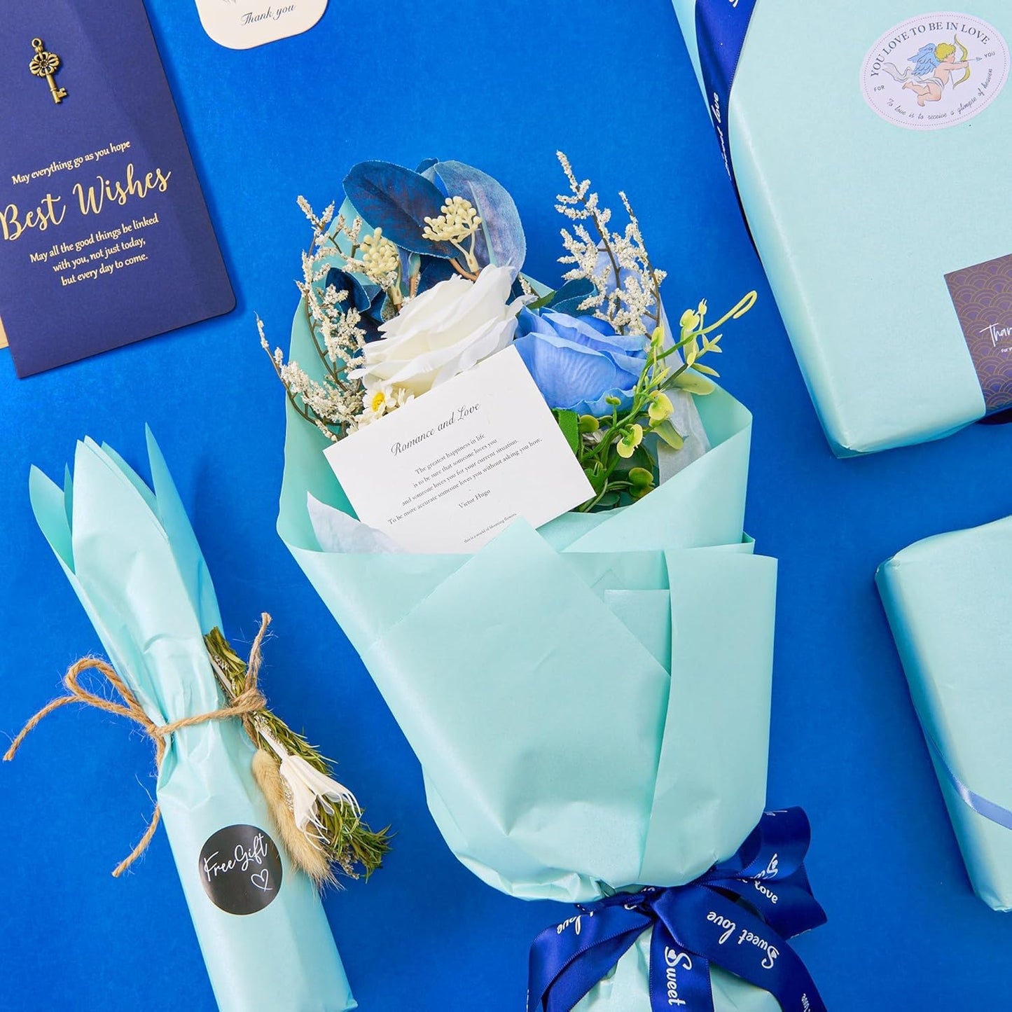 Matte Wrapping Paper Roll - Solid Color Pearly 17.3Inches X 39.4Feet Light Blue Shimmer Gift Wrapping Paper Roll Elegant Lustre Paper for Wedding,Valentine's Day,Birthday, Christmas PAP11LB