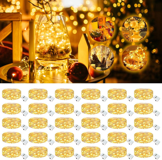 30 Pack Fairy Lights Battery Operated - 7ft 20 Led Twinkle Lights 3 Modes, Bulk Mini String Lights Waterproof for Mason Jars Vases DIY Party Wedding Decoration Christmas -Warm White