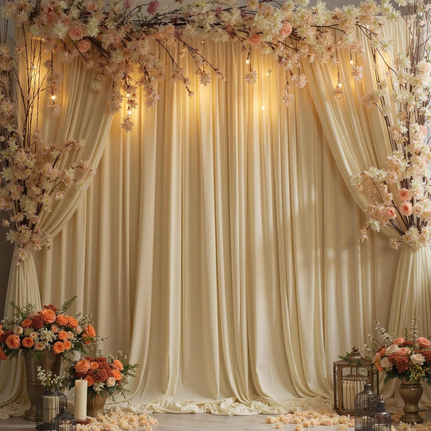 Wrinkle Free Beige Backdrop Curtains for Party Background, Beige Photo Curtains Backdrop Drapes 2 Panels Back Drop Cloth for Wedding Birthday Photography Baby Shower Decor,10ftx10ft