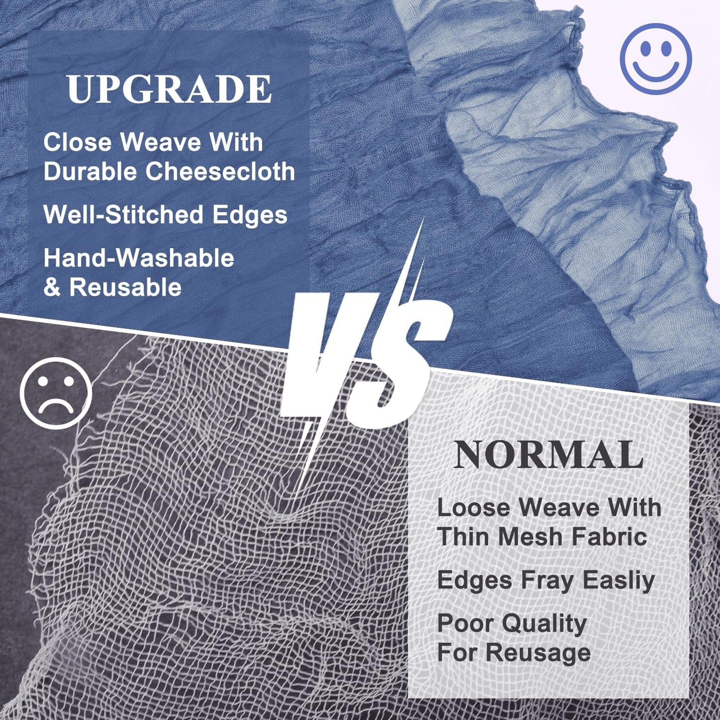 Asee'm 6pcs Cheesecloth Table Runner 120 Inches Long Blue Boho Gauze Cheese Cloth Runner 10FT Rustic Sheer Table Runners for Christmas Wedding Party Baby Shower Spring Easter Decoration