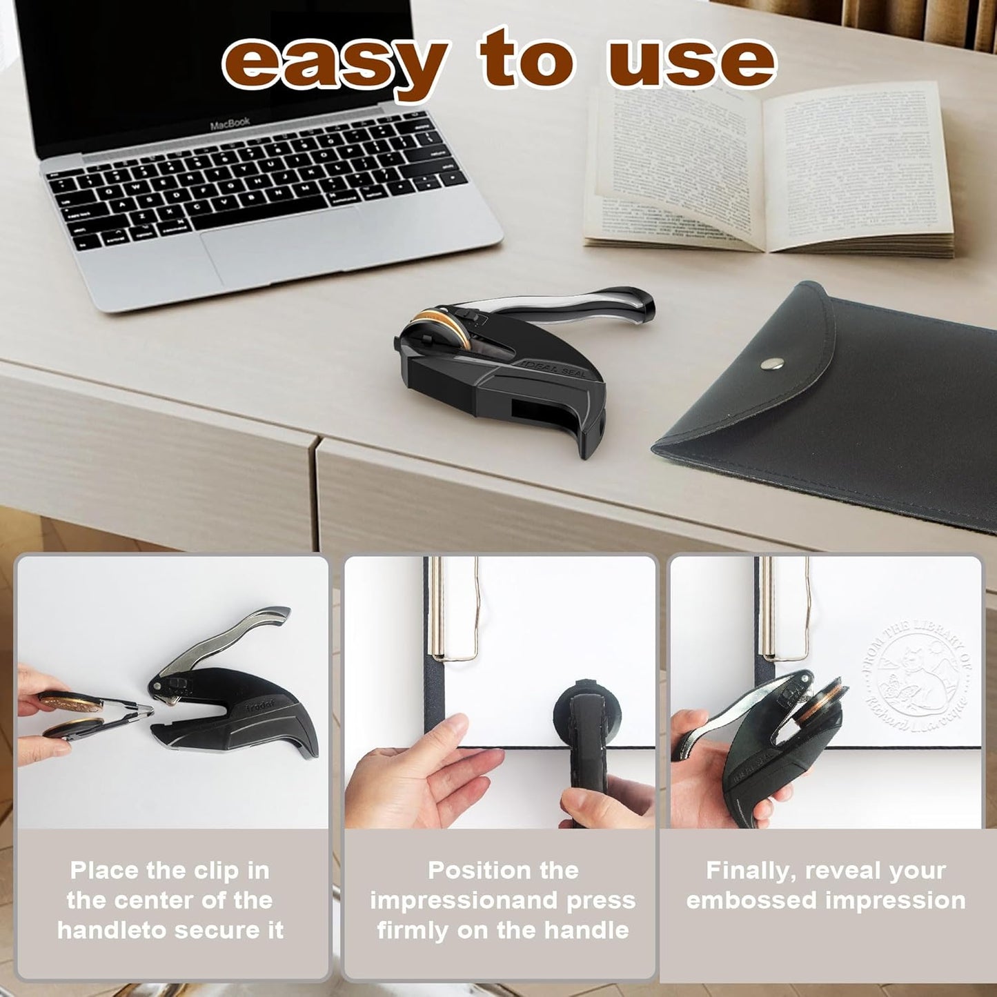 Personalized Book Embosser - Custom Library Stamp, Personal Gift for Book Lovers, Readers, Teachers (Cat 01)