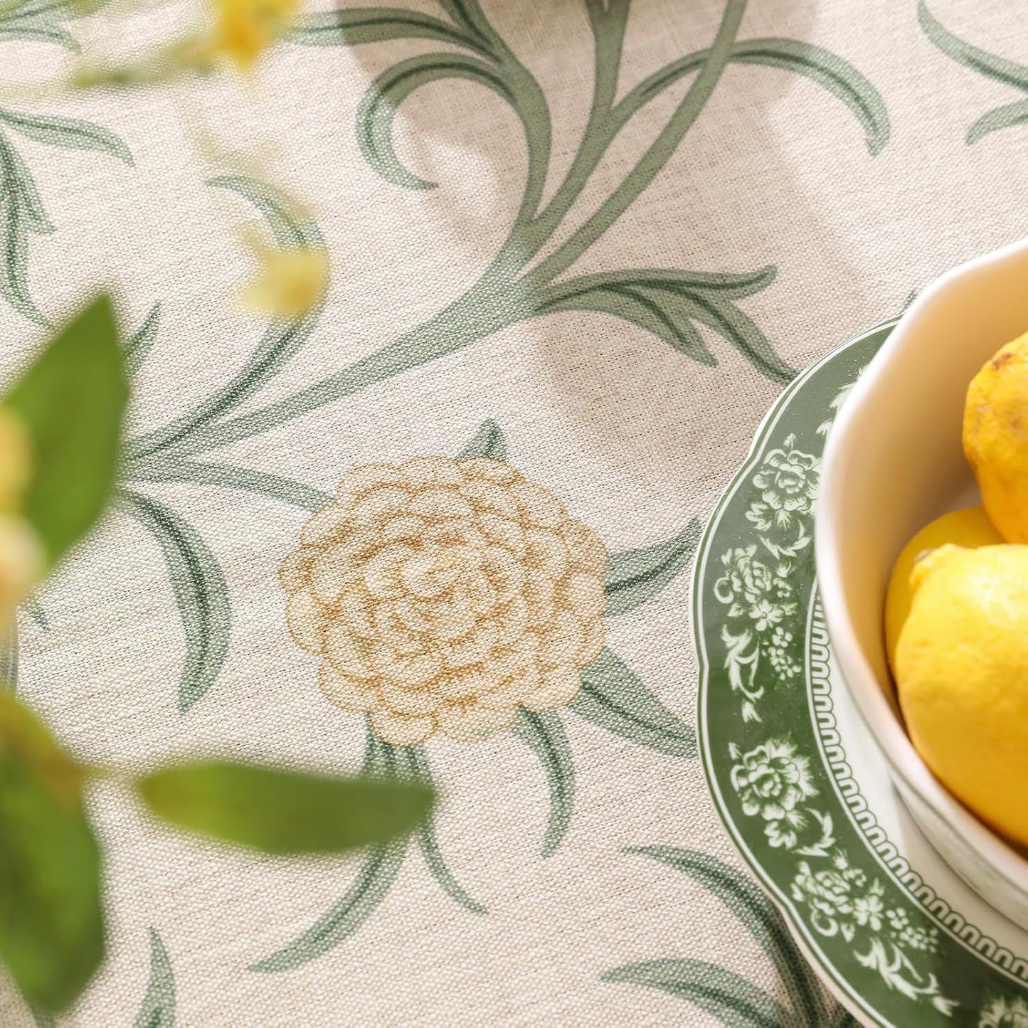 patdrea Designer Floral Linen Table Cloth for Sqaure Table,Vintage French Tablecloth,Small Colorful Decoration Cover for Kitchen Dining,Christmas,Tea Party,Thanksgiving,55"x55"-Littledaisy