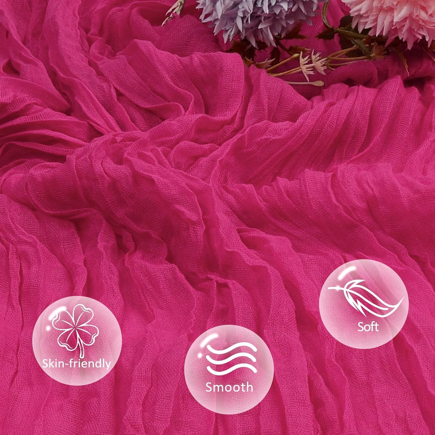 6 Pack Hot Pink Cheesecloth Table Runner 10ft Boho Gauze Fabric Cheese Cloth Table Runner 35 x 120 Inch Rustic Sheer Runner for Romantic Wedding Decor Baby Shower Party Table Centerpiece Decoration