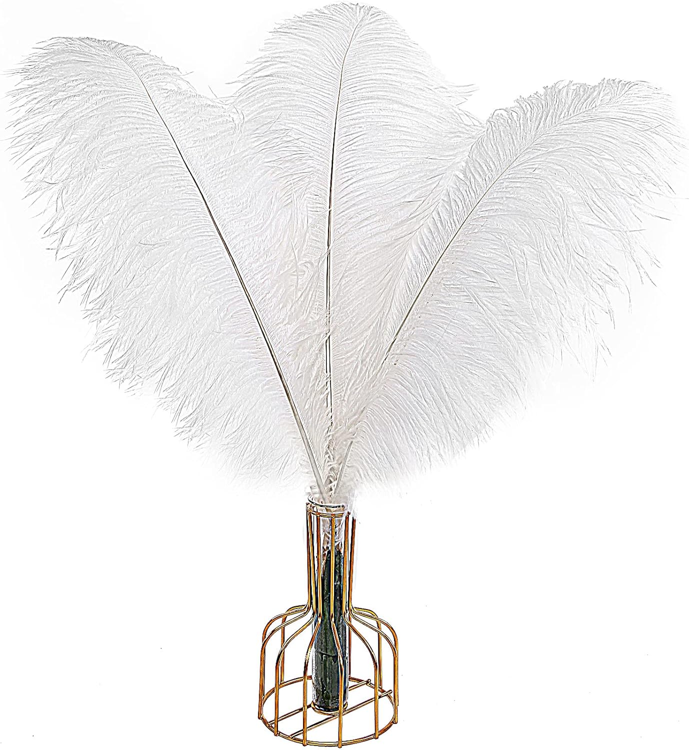 THARAHT 12pcs White Ostrich Feathers Natural Bulk 16-18Inch 40cm-45cm for Wedding Party Centerpieces Easter Gatsby and Home Decorate Ostrich Feathers