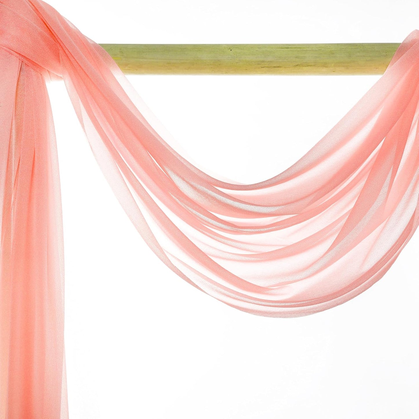 VDS Pack of 1 Panel (30 Inch X 100 Feet) Wedding Arch Draping Fabric Sheer Chiffon Fabric Drapery for Wedding Ceremony Reception Swag Backdrop Canopy Chuppah ARBO Altars Decoration (Peach)