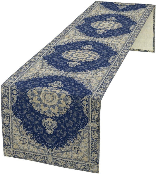 Boho Bohemia Style Dark Blue Table Runner, Country Rustic Farmhouse Magical Abstract Print Pattern for Home Kitchen Table Decor Dining Coffee Room Garden Party Decor 13x36in