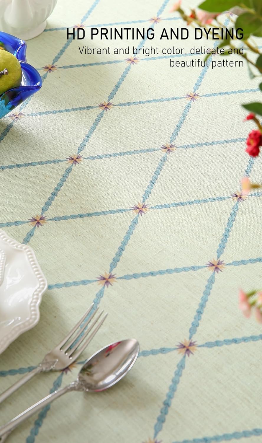 ISAENNE Designer Linen Floral Round Tablecloth,Light Green Farmhouse Durable Table Cloth,Washable Decor Tablecloths for Dining Kitchen Thanksgiving Christmas,Diameter 67"-Floralsea B