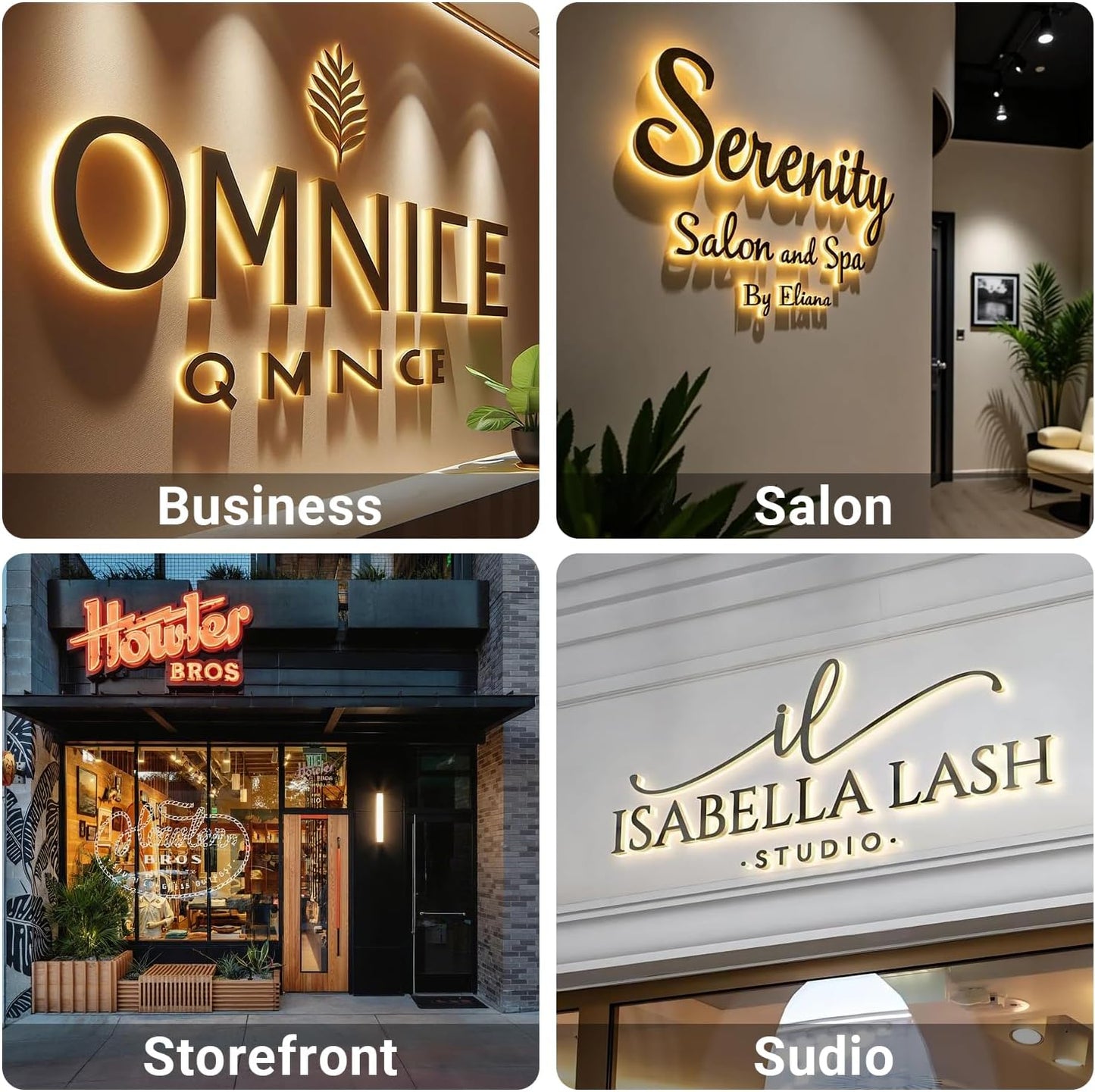 Custom Led Business Backlit Signage, Customizable 3d Laser Cut Metal Business Logo Sign For Wall, Personalized Illuminated Backlit Reverse Channel Sign For Company Office Salon Storefront Studio Cafe