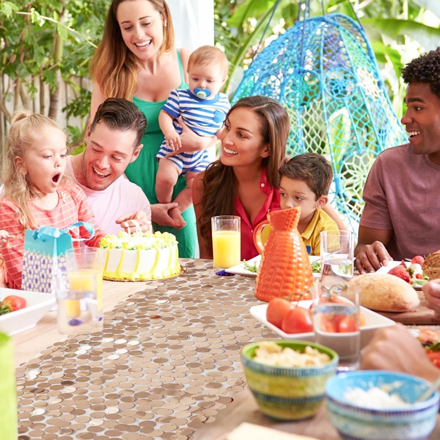 VHH Sequin Table Runner 12 x 108 inches Rose Gold Table Runner, Glitter Runner for Party Wedding Birthday, Party Spring Easter Rustic, Birthday Supplies Decorations (1 Pack).