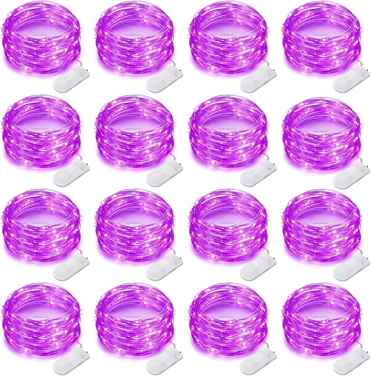 16 Pack 30 Led Fairy Lights Battery Operated String Lights 10 Feet Waterproof Twinkle Lights Mason Jar Purple