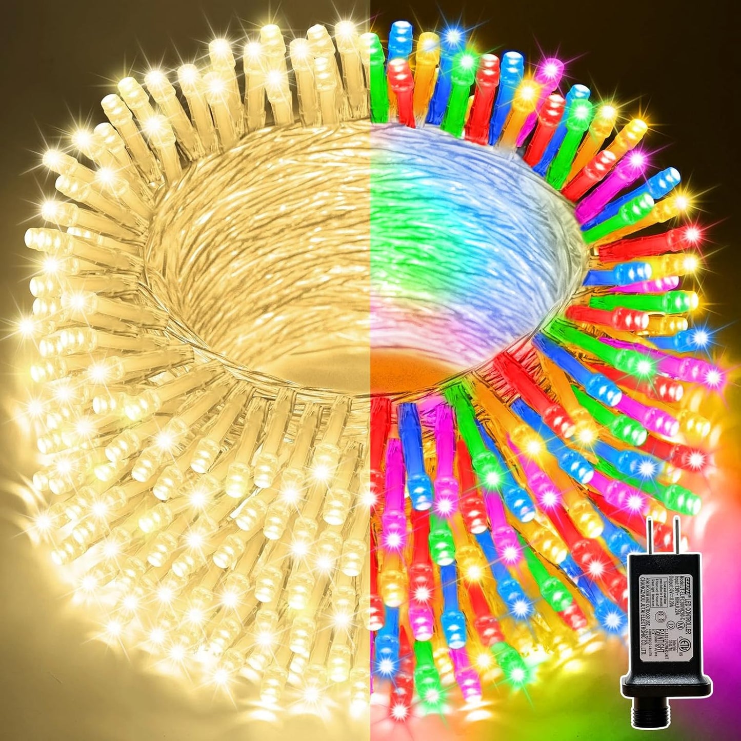 LAMPHOME 66ft Christmas Decorative Mini Lights, 200 LED Transparent Wire Fairy Starry String Lights Plug in, 12 Lighting Modes for Outdoor Xmas Tree Wedding Party Decoration (Warm and Multicolor)