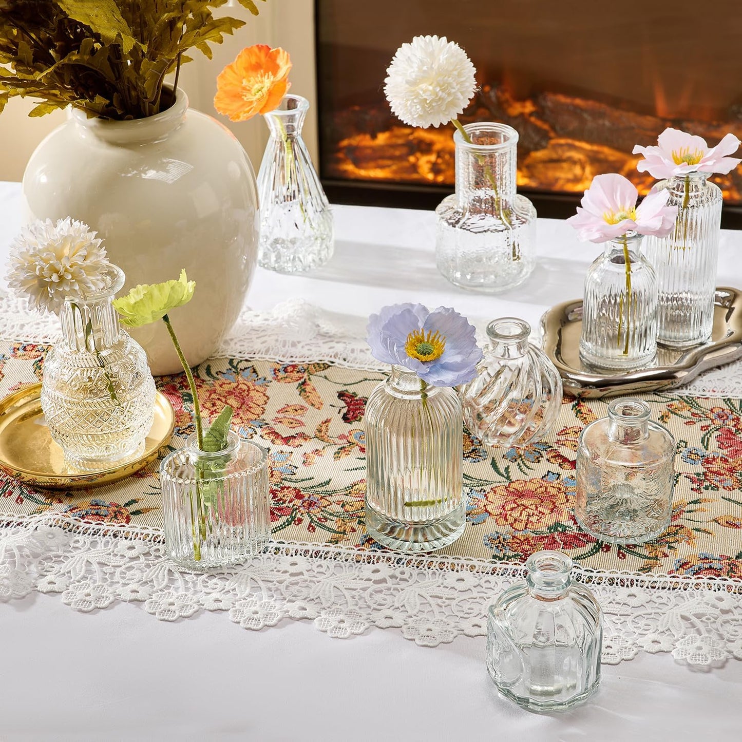 Glass Bud Vase Set of 33 Pcs Small Minimalist Vases for Flowers, Vintage Rustic Home Decor for Table Centerpiece Wedding Party, Modern Clear Aromatherapy Bottle for Living Room Bedroom