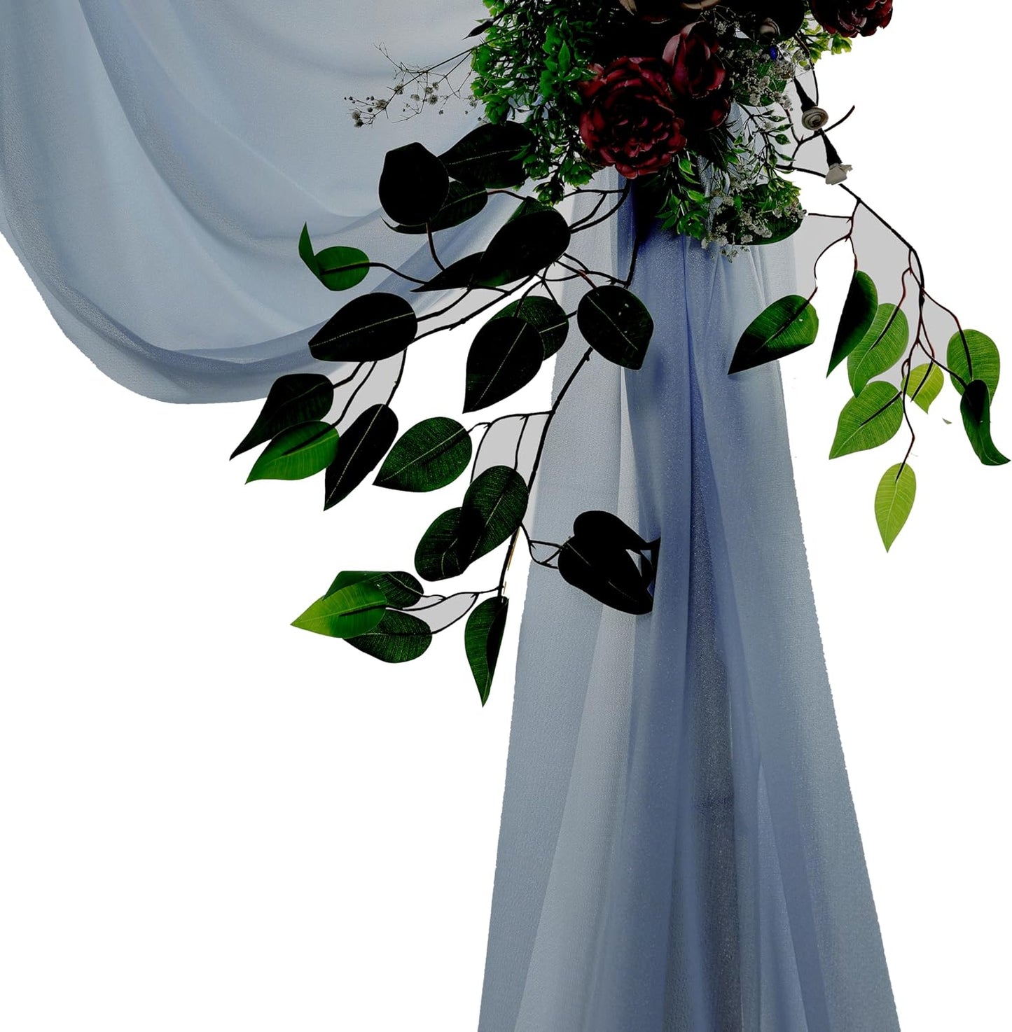 VDS Pack of 1 Panel (30 Inch X 40 Feet) Wedding Arch Draping Fabric Sheer Chiffon Fabric Drapery for Wedding Ceremony Reception Swag Backdrop Canopy Chuppah ARBO Altars Decoration (Dusty Blue)