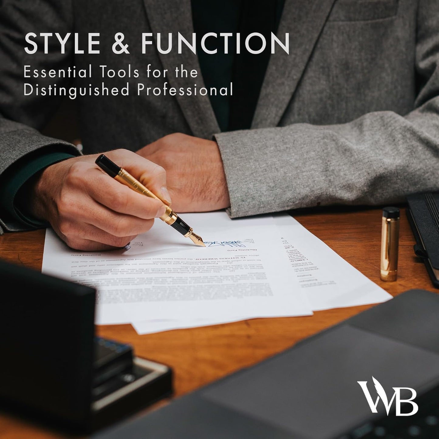 Wordsworth & Black Primori Fountain Pen Set [Stunning Gold]; Medium Nib, Gift Case, 24 Ink Cartridges, Refill Converter, Manual; Journaling, Calligraphy, Smooth Writing Pens; Left and Right Handed