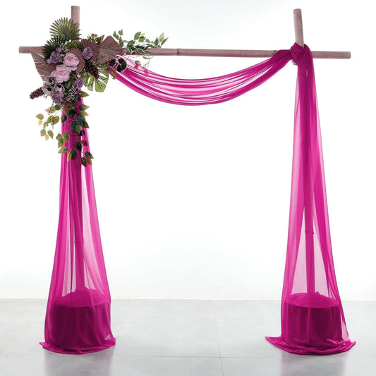 VDS Pack of 1 Panel (30 Inch X 30 Feet) Wedding Arch Draping Fabric Sheer Chiffon Fabric Drapery for Wedding Ceremony Reception Swag Backdrop Canopy Chuppah ARBO Altars Decoration (Magenta)