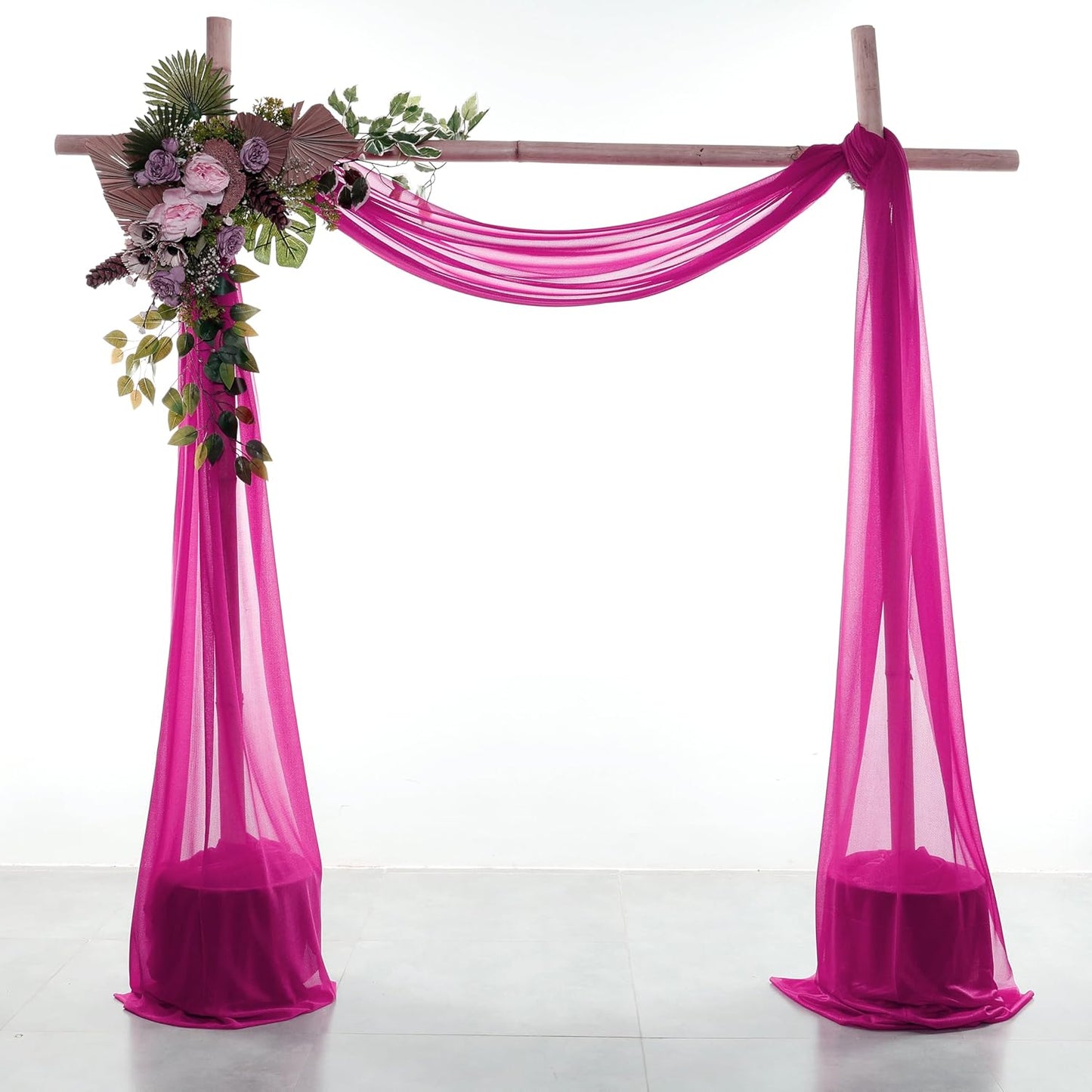 VDS Pack of 1 Panel (30 Inch X 50 Feet) Wedding Arch Draping Fabric Sheer Chiffon Fabric Drapery for Wedding Ceremony Reception Swag Backdrop Canopy Chuppah ARBO Altars Decoration (Magenta)