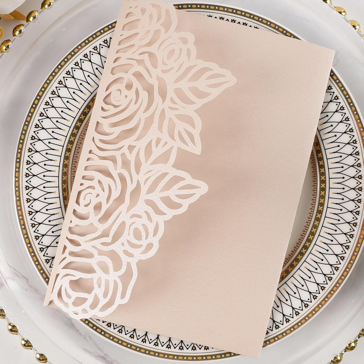 50pcs Tri-Fold Laser Cut Invitation with Envelope Blank Inner Sheets RSVP Cards Personalized Wedding Invitations for Bridal Shower QuinceañEra Engagement Birthday Invites 5X7 Inch Blush Pink