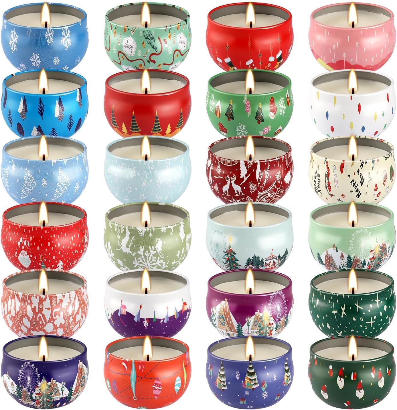 24 Pack Christmas Scented Candles Gift Set for Woman, Jar Candle, 2.5 oz Soy Wax Tin Candle-Ideal Gift for Travel Home Décor