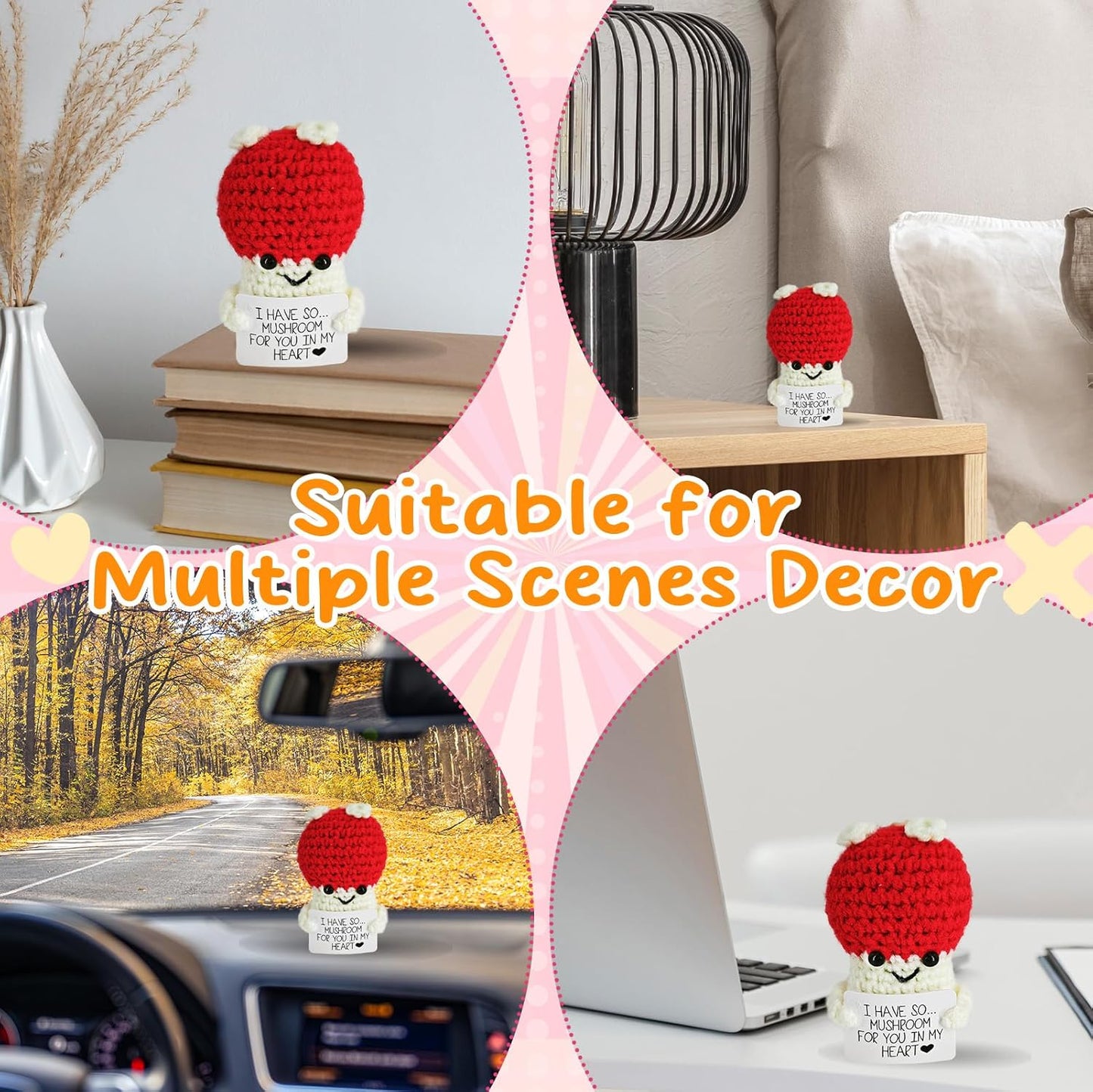 Crochet Emotional Support Mushroom-Handmade Mental Health Gifts for Friends,Family-Uplifting Gifts for Grandpa,Grandma Mom,Dad,Teens