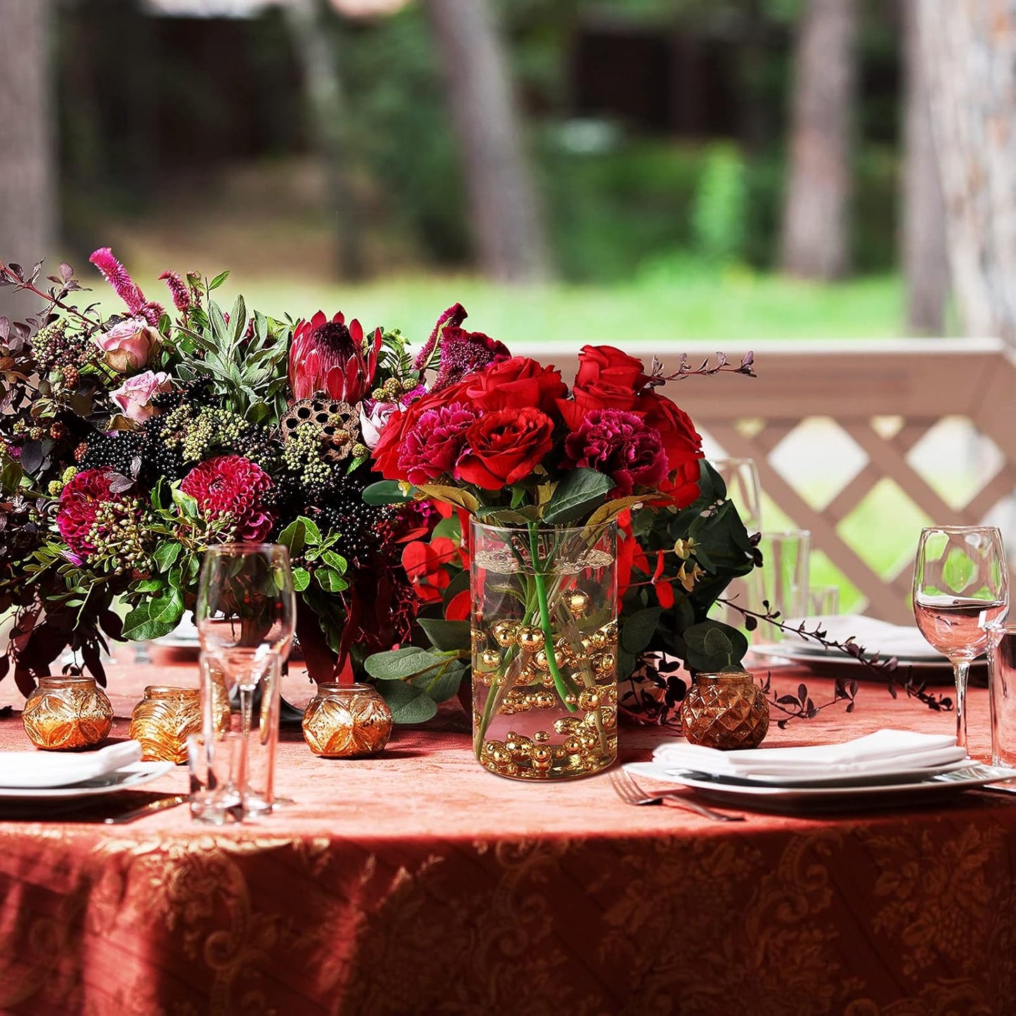 150 Pieces Vase Filler Faux Pearls Vase Makeup Beads No Hole Gloss Bead Mixed Sizes Round Pearl for Home Party Wedding Decor, 8/14/20 mm(Gold)