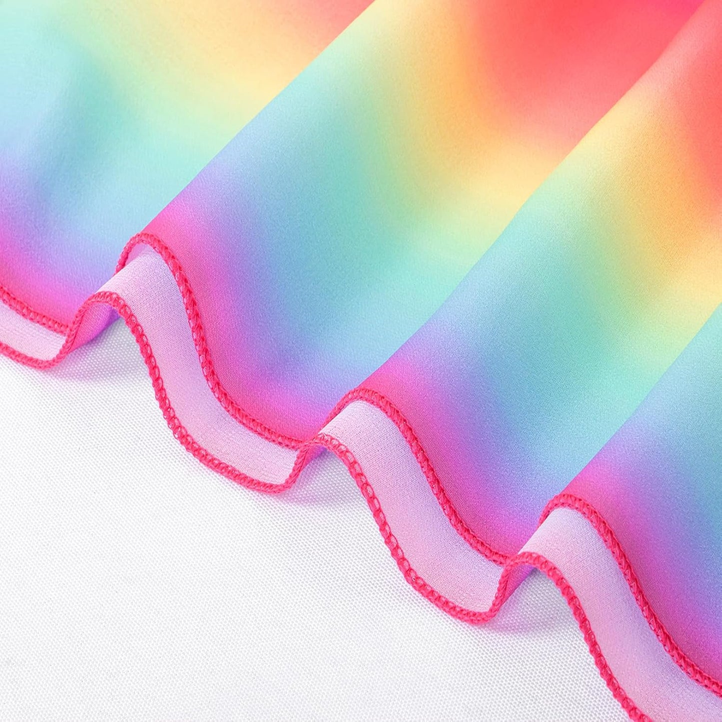 DUOBAO Rainbow Chiffon Wedding Ceiling 10FT Length Photo Background Curtain Decorations with Rod Pocket for Banquet Room Weddings Ceremony Graduation Prom, W 5' x L 10'-6 Panels Bright Rainbow