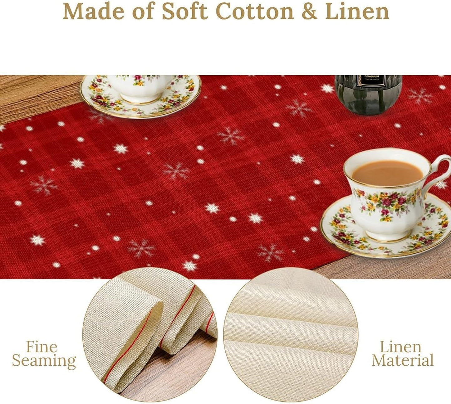 Christmas Table Runner,Christmas Snowman Snowflakes Winter Seasonal Table Cloth Kitchen Dining Table Decoration for Home Party Decor 13x120 Inch