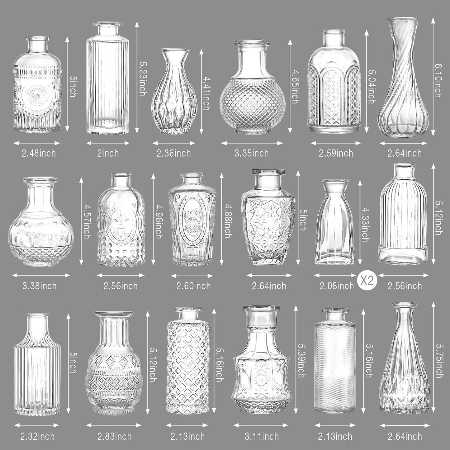 Glass Bud Vase Clear Bud Vases Set of 30 for Centerpieces, Vintage Glass Flower Vases in Bulk Suitable for Weddings, Parties or Home Decoration