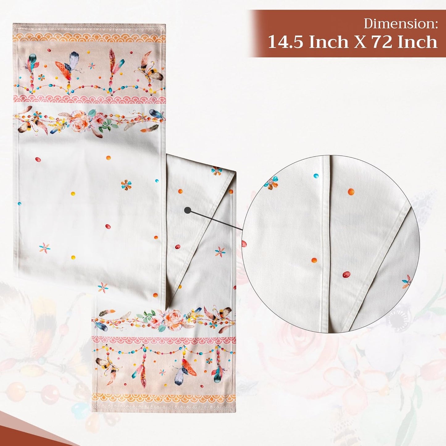 Maison d' Hermine Table Runner 100% Cotton Double Layer Table Runners 72 inches Long Decorative for Home Kitchen Dining Party Wedding Bridal Shower Spring Summer (Ibiza - Beige, 14.50" x 72")