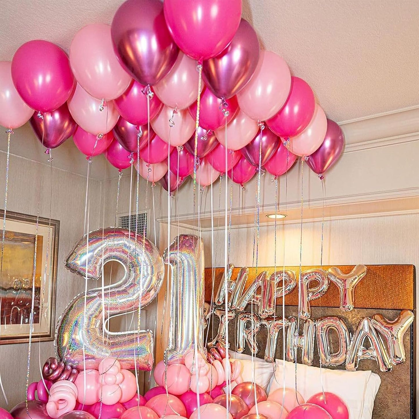 Patimate Pink Balloons Set, 50 pcs 12 inch Metallic Pastel Hot Pink Latex Balloons Kit for Girls Women Birthday Baby Shower Bachelorette Wedding Bridal Shower Princess Party Decorations