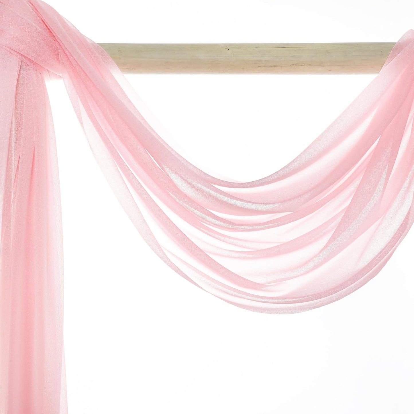 VDS Pack of 4 Panel (30 Inch X 20 Feet) Wedding Arch Draping Fabric Sheer Chiffon Fabric Drapery for Wedding Ceremony Reception Swag Backdrop Canopy Chuppah ARBO Altars Decoration (Blush Pink)