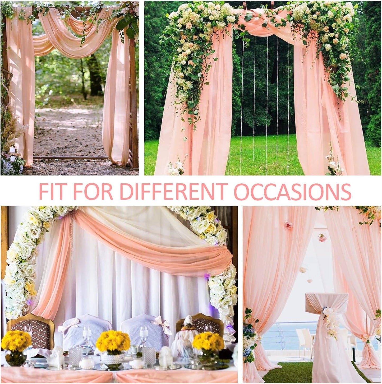 Arch Drapes for Wedding Arch Draping Fabric Blush Sheer Backdrop Curtain for Ceremony Bridal Party Decor 19Ft Length x 28" Width 2 Panel