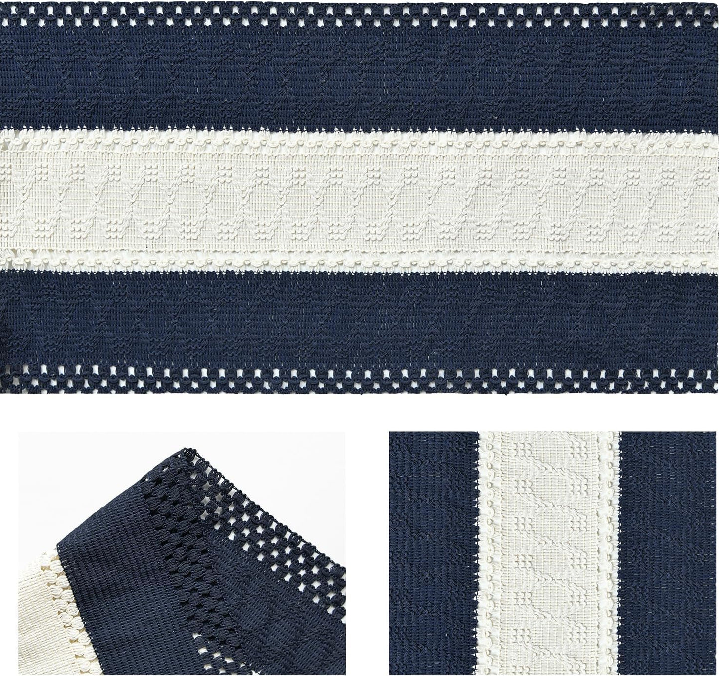 Artoid Mode Dark Blue Farmhouse Rustic Table Runner, Seasonal Hollow Kitchen Dining Table Decoration for Home Party Decor 12x72 Inch