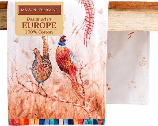 Maison d' Hermine Table Runner 100% Cotton Double Layer Table Runners 72 inches Long for Thanksgiving Christmas Decorations Home Kitchen Dining Party Wedding (Faisan D'Automne, 14.5" x 72")
