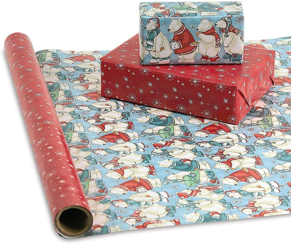 Current Have Yourself a Beary Little Christmas Double-Sided Jumbo Rolled Gift Wrap, Premium Semi-Gloss 23-Inch x 32-Foot Wrapping Paper Roll, 61 Square Feet Total