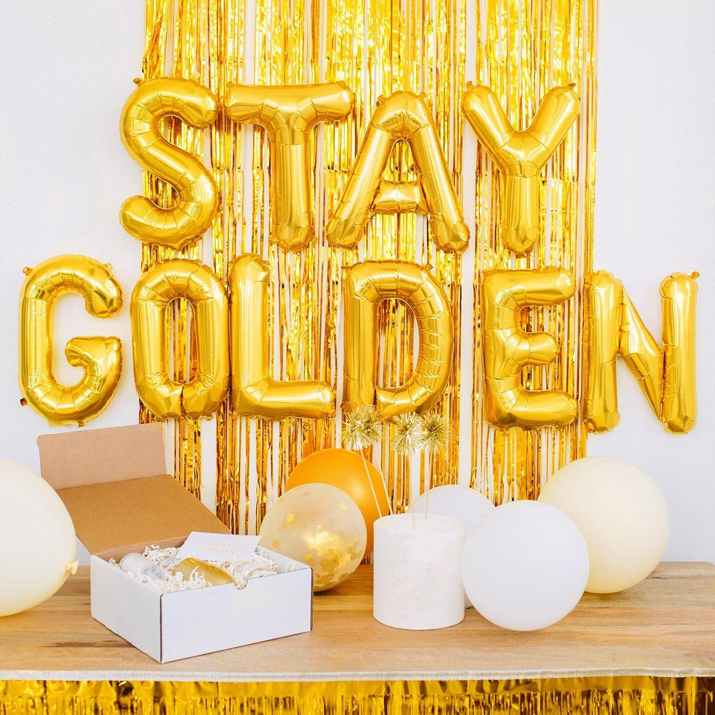 CANREVEL 2 Pack 3.3x8.2 Feet Gold Foil Fringe Backdrop Curtains, Tinsel Streamers Birthday Party Decorations, Fringe Backdrop for Graduation, Baby Shower, Happy New Year, Disco Party