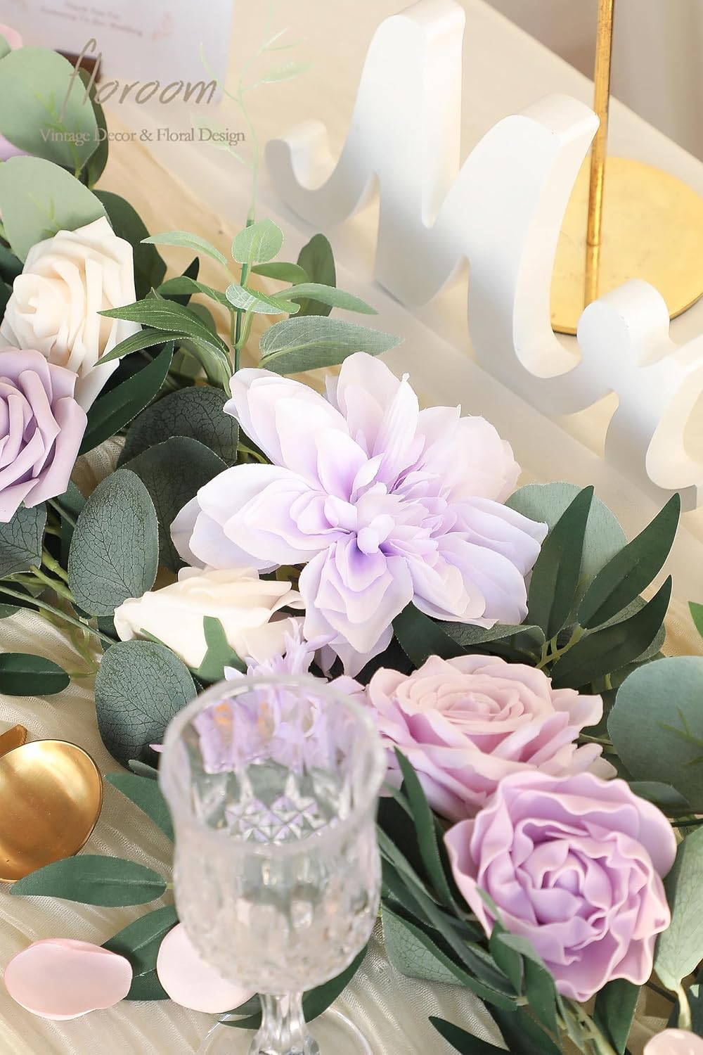 Floroom Lavender Violet Lilac Artificial Flowers Fake Roses Peonies Dahlias Greenery Combo Box Set for DIY Purple Wedding Bouquets Bridal Shower Centerpieces Floral Arrangements Party Table Decoration