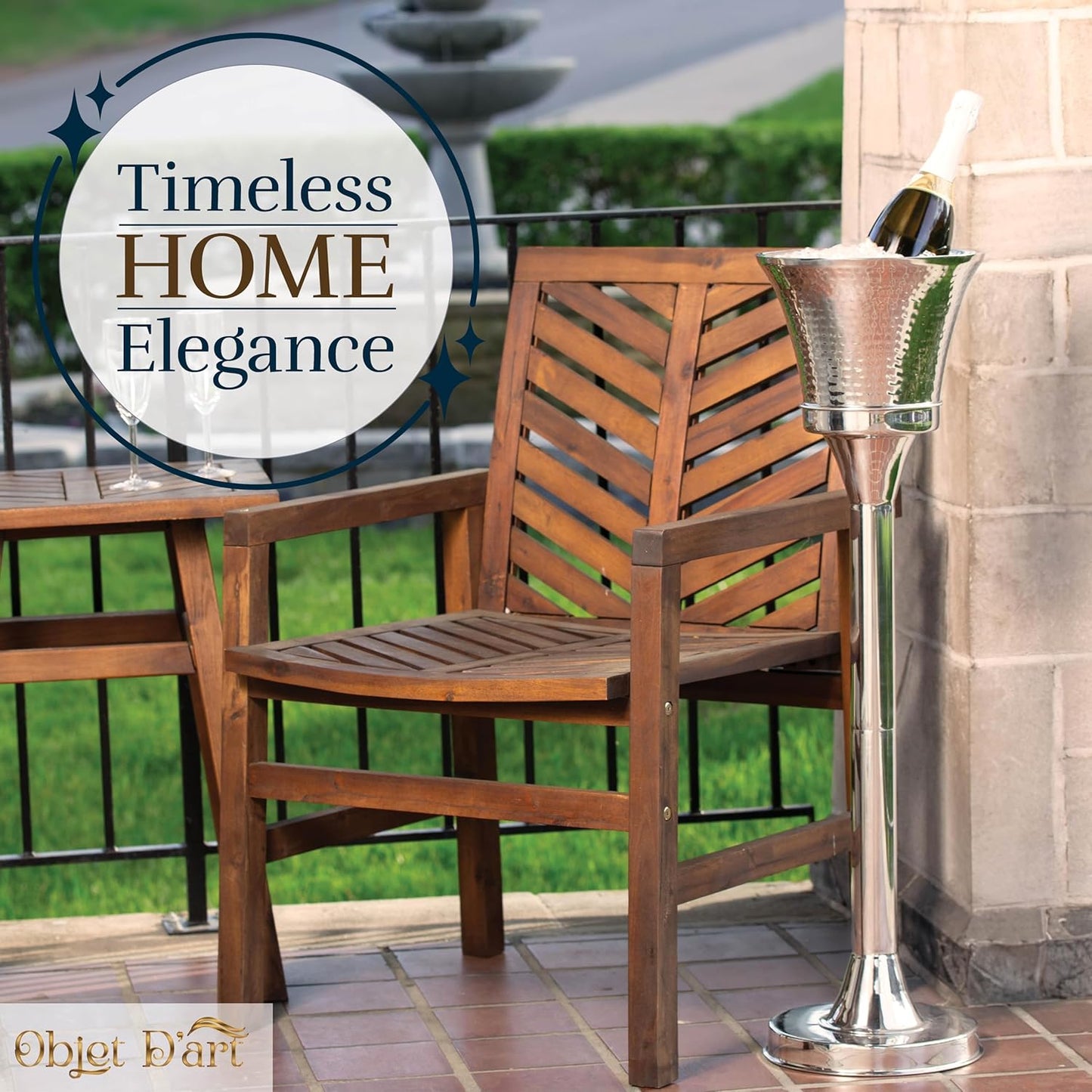 Stainless Steel Drink Stand by Objet D’Art, Elegant Beverage Tub, Double Walled Champagne & Wine Ice Bucket, Adjustable, Polished Finish Ice Bucket