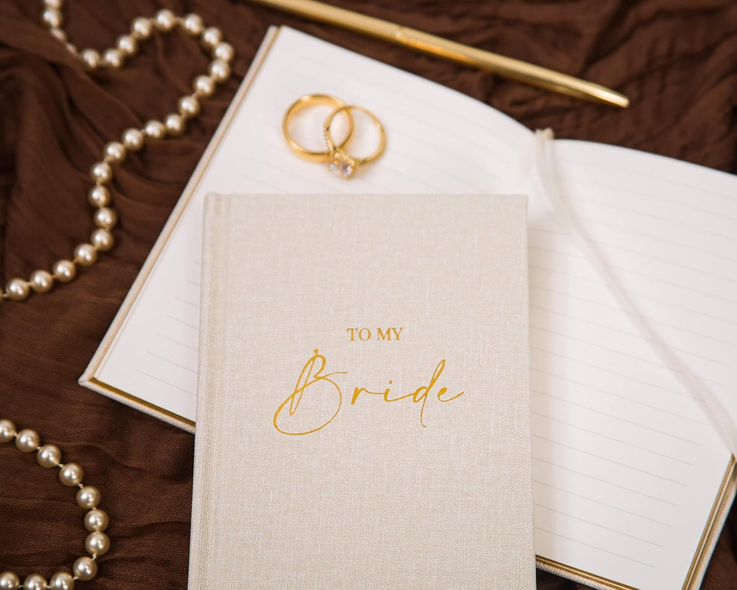 MUUJEE Hard Cover Vow Books (Set of 2) - Foil Embossed Wedding Ceremony Vow Renewal Speech Books, Couple Gifts for Engagement (To My Bride/Groom)