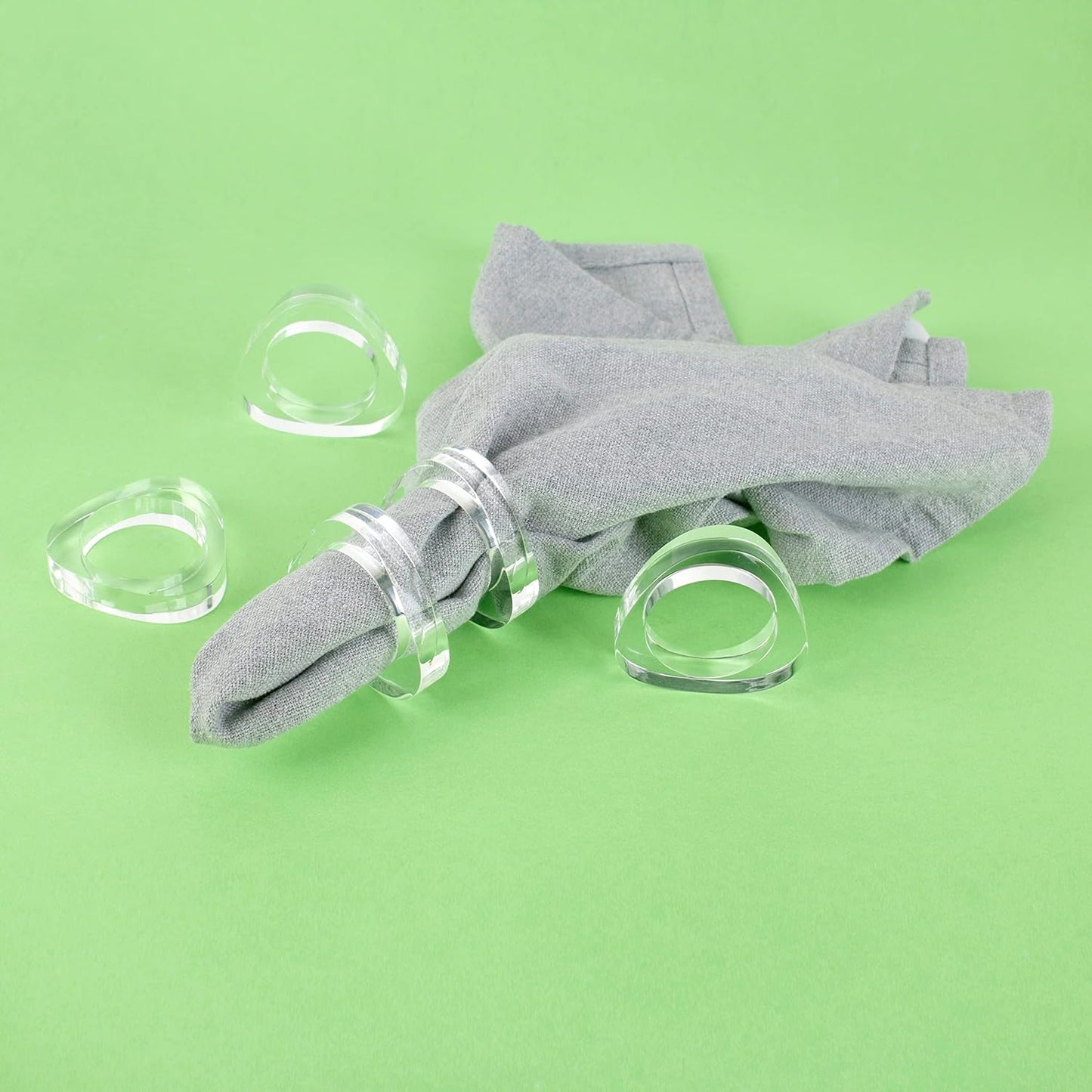 Clear Acrylic Napkin Rings - Set of 12 Modern Oval Beveled Holders for Cloth Napkins | Elegant Serviette Rings for Dining Table, Wedding, Party & Holiday Décor (Transparent) - ALPHA Living HOME