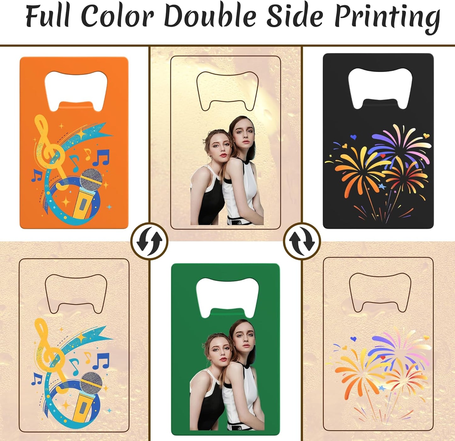 4-100 Pcs Personalized Bottle Opener, Custom Stainless Steel Credit Card Bottle Opener, Full Color Print for 6 Color, Design Your Text Logo for Bar, Wedding, Anniversaries, Party (Orange)