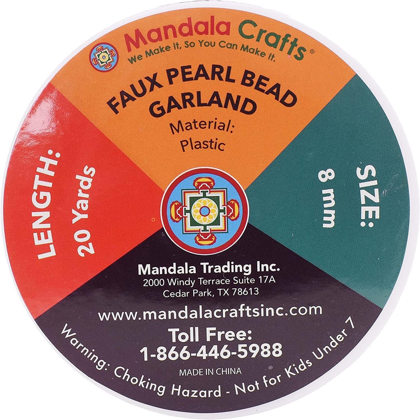 Mandala Crafts 8mm Faux Black Pearl Beads Roll - 20 Yards Strand of Fake Pearls Chain Garlands Spool String for Christmas Tree, Wedding, Party, Vases, DIY Decoration