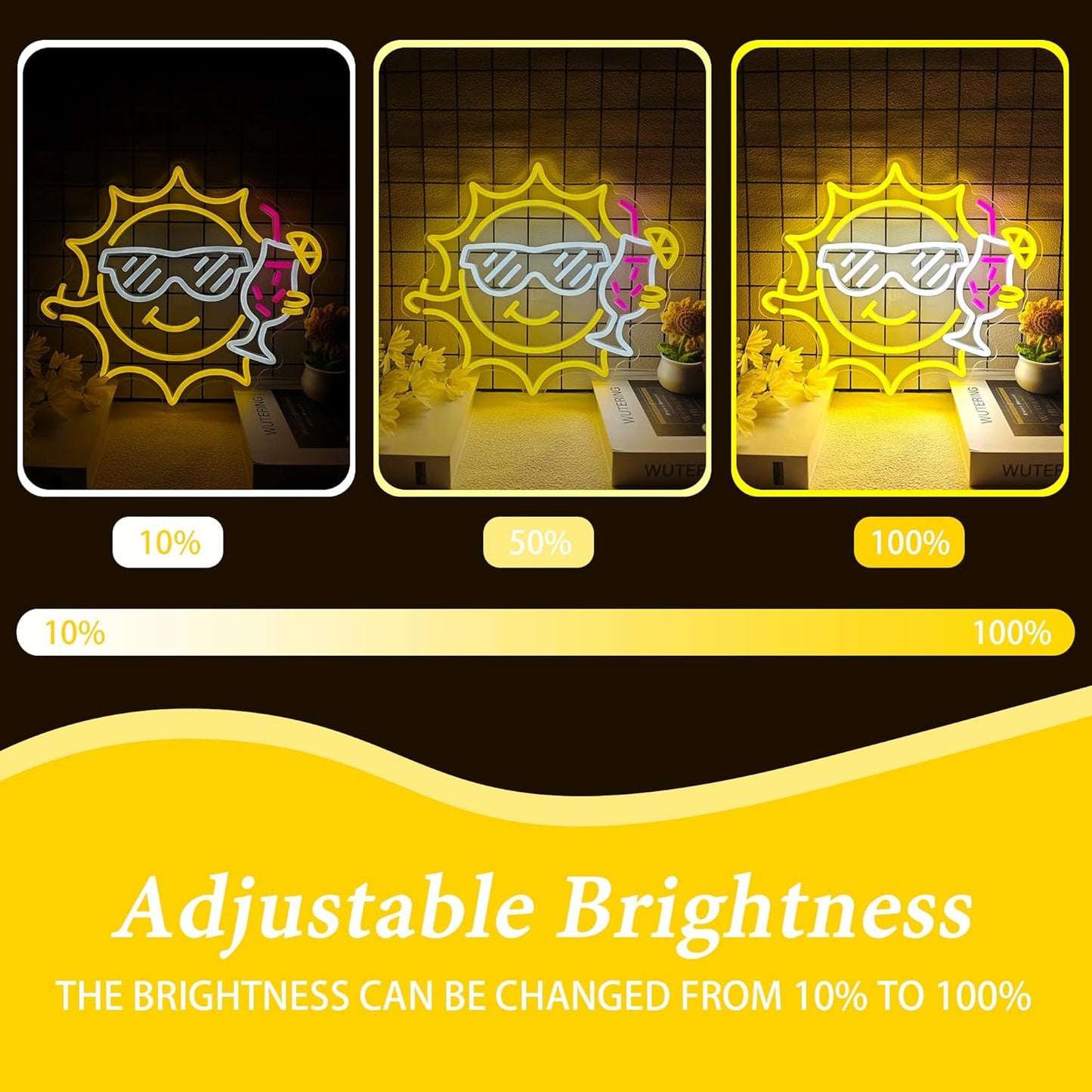 Bar Neon Sign for Wall Decor, Funny Neon Sign for Beach Bar Pub Sandbeach Beverage Shop, Sun Sunglasses Drinks Led Sign with Dimmer, Summer Decoration USB Powered with Switch