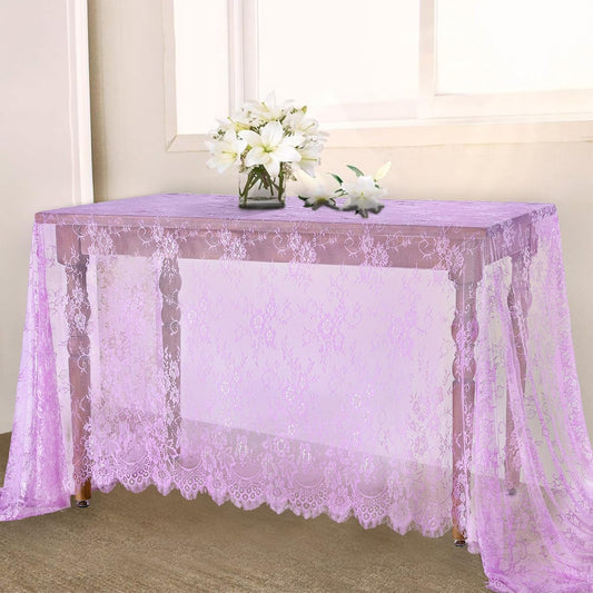 Lace Tablecloth Chic Table Fabric 60x120 Inch for Farmhouse Rustic Wedding Bridal Shower Party Decoration Rectangle Overlay Long Vintage Embroidered Reception Table Cloth Decor