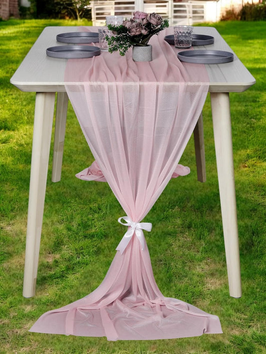MDS Halloween Chiffon Table Runner - 25 Pack, 29 x 120 Inches, 10ft Each - Sheer Spooky Table Runners for Haunted House Parties, Trick-or-Treat Tables, Witchy Décor, Wedding & Events - Blush Pink