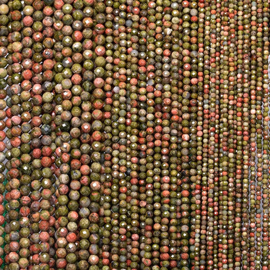 Song Xi 120pcs 3mm Natural Unakite Gemstone Beads Faceted Round Loose Stone Beads for Jewelry Making